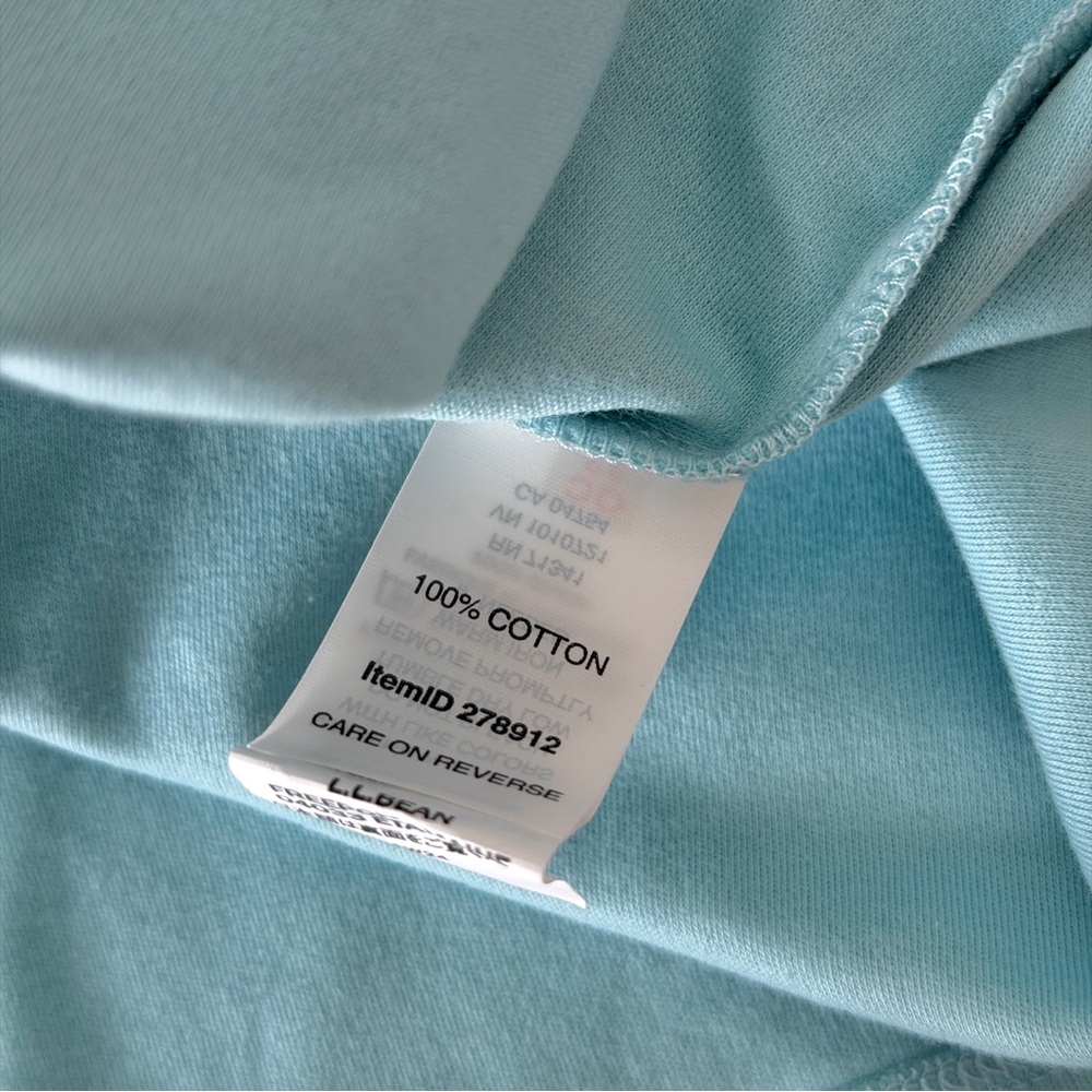 VINTAGE LL BEAN | 90s BUTTERMOM AQUA BLUE COTTON TURTLENECK - Picture 6 of 9